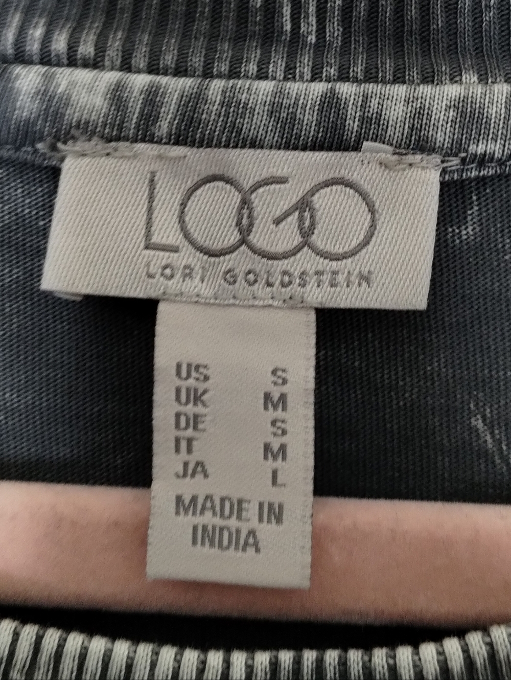 LOGO Lori Goldstein Pearl Grey Sun Faded Cotton 3/4 Sleeve Top Womens Size Small - Picture 5 of 5